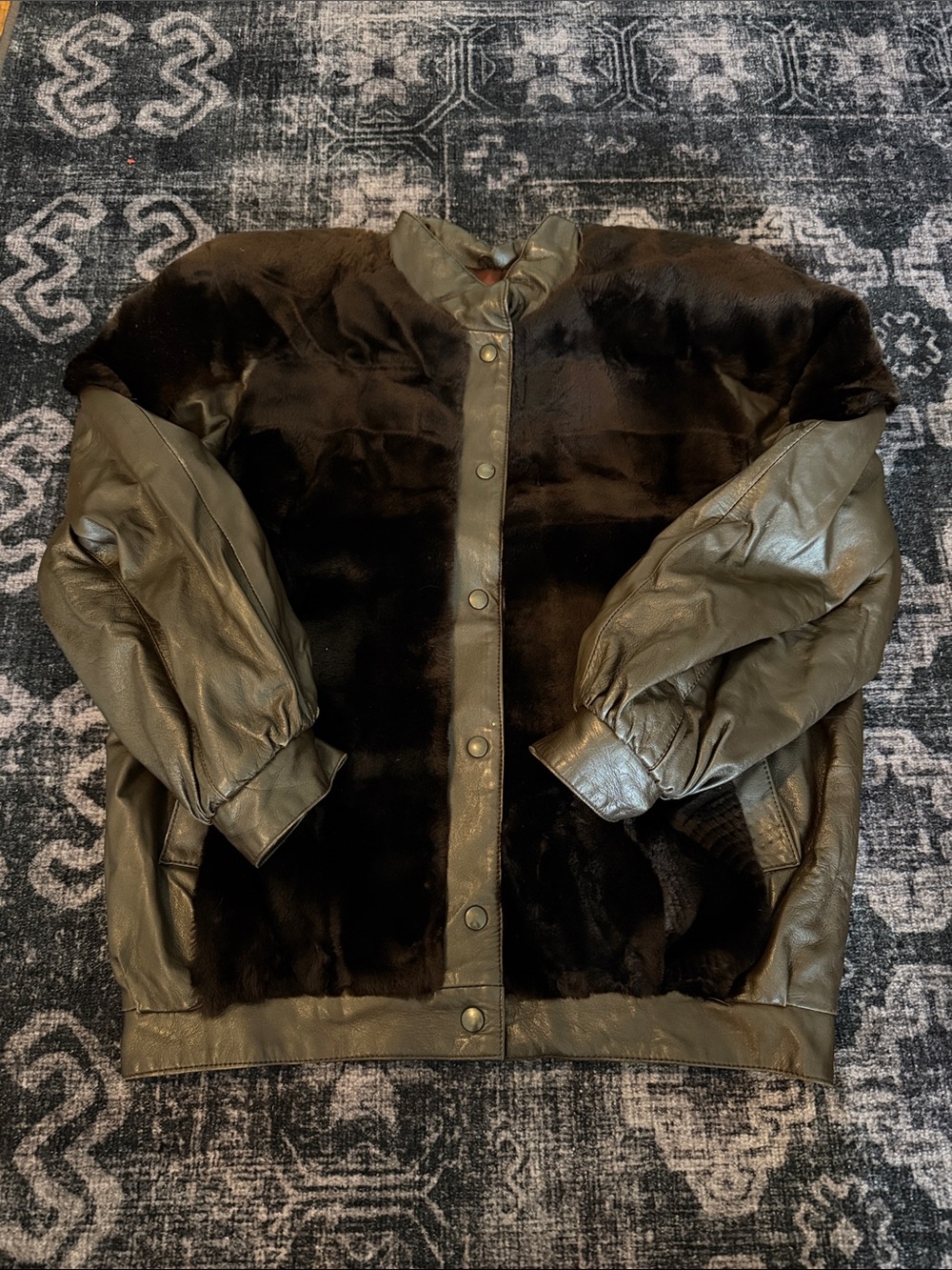 Regina Pary Vintage Faux Leather & Fur Jacket